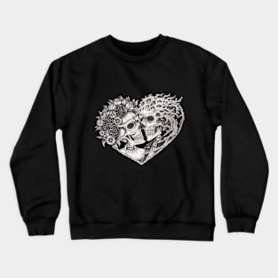 Couple love surreal art skeletons lovers. Crewneck Sweatshirt